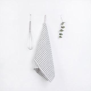 Grid Washed Linen Tea Towel 1