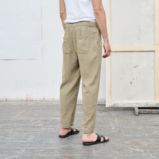 Khaki Linen Acorn Trousers 5