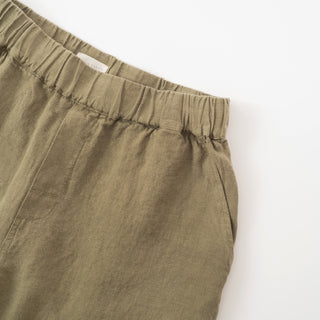 Khaki Linen Cumin Shorts 3