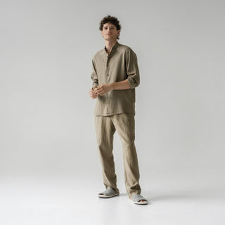 Khaki Linen Currant Loungewear Set 1