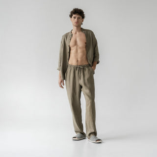 Khaki Linen Currant Loungewear Set 3
