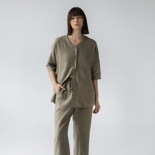 Khaki Linen Primrose Loungewear Set 1