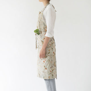 Cooking Model Nature Print Leaves Natural Linen Chef Apron Unisex 2