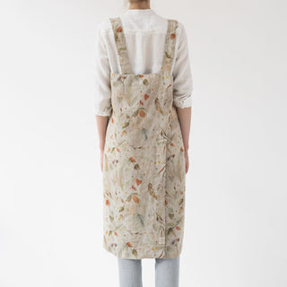 Nature Leaves Linen Pinafore Apron For Home Back View 3