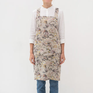 Meadow on Natural Linen Crossback Apron 1