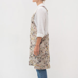 Meadow on Natural Linen Crossback Apron 2