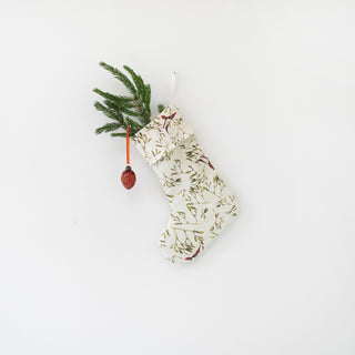 Mistletoe Linen Christmas Stocking 