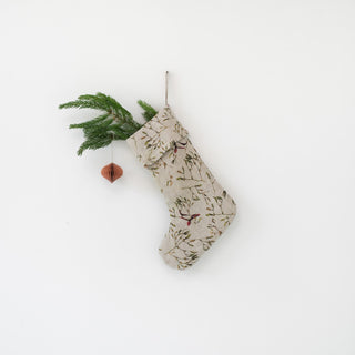 Mistletoe on Natural Linen Christmas Stocking 1