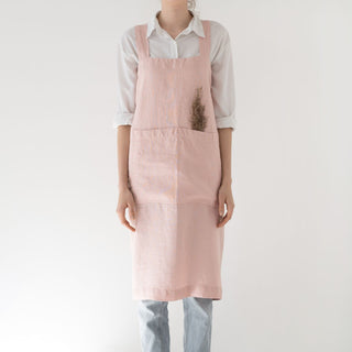 Misty Rose Washed Linen Pinafore Apron 1
