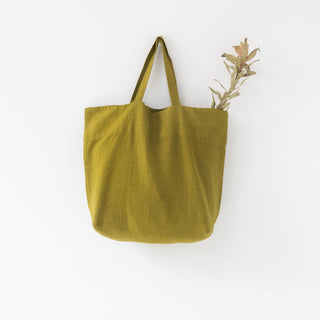 Moss Green Big Linen Bag 1