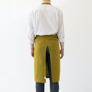 Moss Green Washed Linen Chef Apron 2
