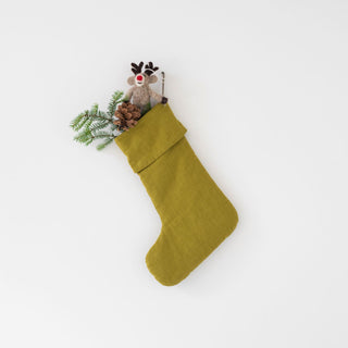 Moss Green Christmas Stocking with Christmas Tree Toy 3