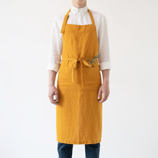 Mustard Washed Linen Chef Apron 1