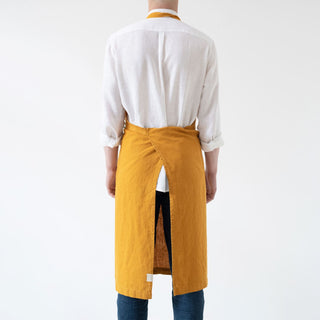 Mustard Washed Linen Chef Apron 2