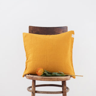 Mustard Washed Linen Cushion Cover 
