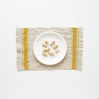 Vintage Mustard Stripe Washed Linen Placemat 