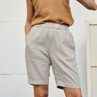 Natural Linen Cumin Shorts 1