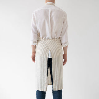 Natural Stripes Washed Linen Chef Apron 2