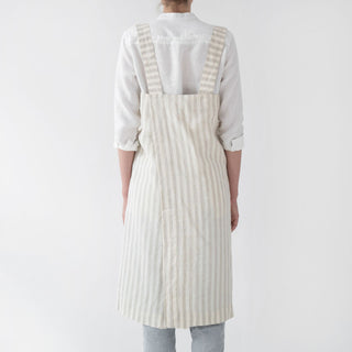 Back View Of Cute And Elegant Stripes Color Linen Pinafore Apron 3