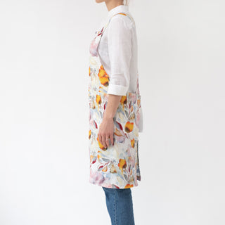 Orange Flow Linen Daily Apron Side View 