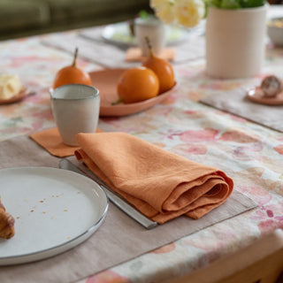 Set of 2 Tangerine Washed Linen Napkins 