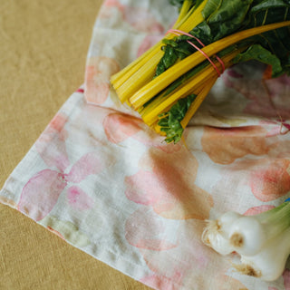 Floral Washed Linen Tea Towel 