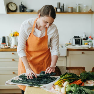 Tangerine Washed Linen Apron 