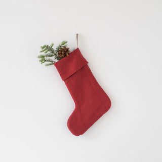 Red Pear Christmas Stocking with Decorations 2
