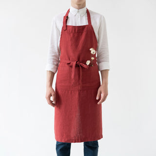 Red Pear Washed Linen Chef Apron 