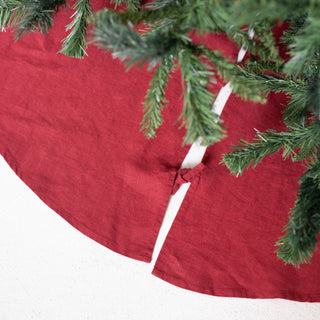 Red Pear Christmas Tree Skirt Tied Up 3