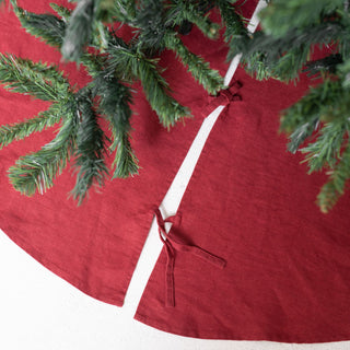 Red Pear Christmas Tree Skirt Close-up 2