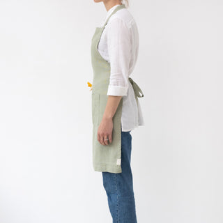 Sage Linen Daily Apron Side View 