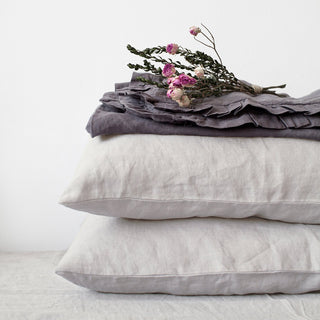 Silver Washed Linen Pillowcase 