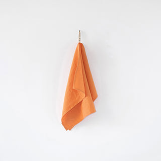 Tangerine Washed Linen Tea Towel 