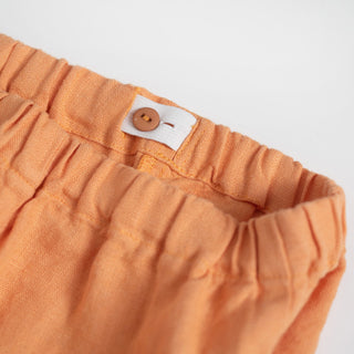 Kids Tangerine Linen Owl Shorts 6