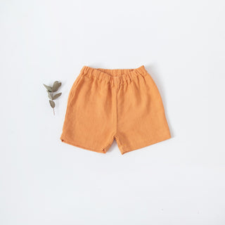 Kids Tangerine Linen Owl Shorts 5