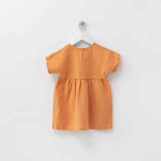 Kids Tangerine Linen Partridge Dress 5