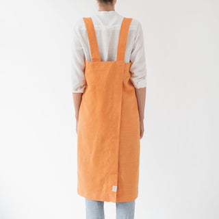 Tangerine Washed Linen Pinafore Apron 