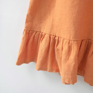 Kids Tangerine Linen Swan Dress 7