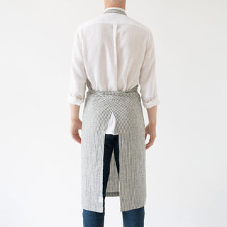 Thin Black Stripes Washed Linen Chef Apron 2
