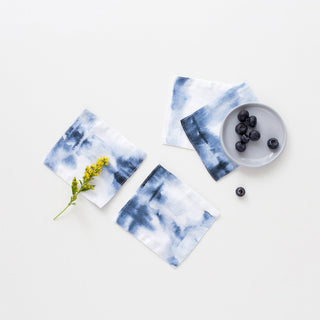 Set of 4 Tie Dye Washed Linen Coasters 1