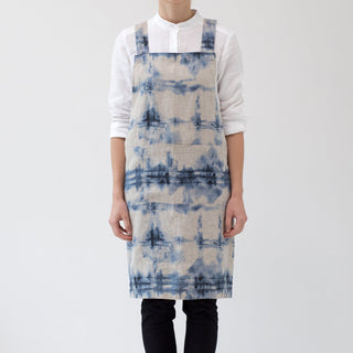 Tie Dye on Natural Washed Linen Crossback Apron 