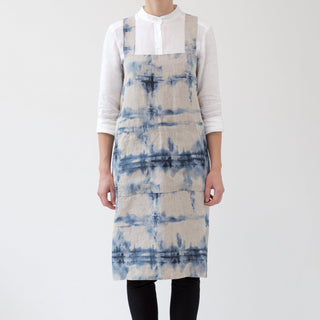 Tie Dye on Natural Washed Linen Pinafore Apron 