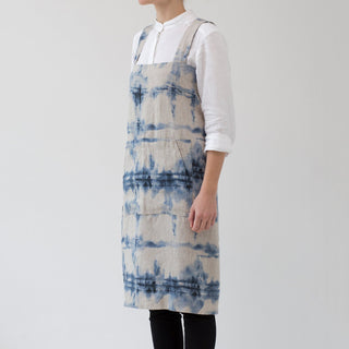 Tie Dye on Natural Washed Linen Pinafore Apron 3 3