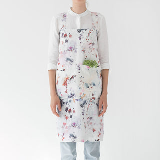 Watercolour Flowers Linen Pinafore Apron For Cooking Gardening 1