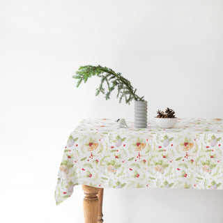 Christmas Print Washed Linen Tablecloth 