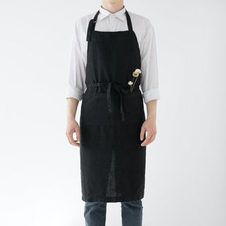 Black Linen Chef Apron - Linen Tales 
