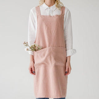 Cafe Creme Linen Crossback Apron - Linen Tales 1
