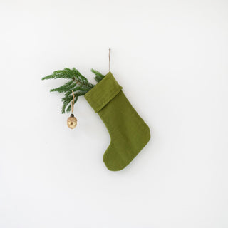 Christmas Green Linen Christmas Stocking - Linen Tales USA 