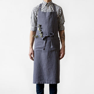 Dark Grey Linen Chef Apron - Linen Tales 